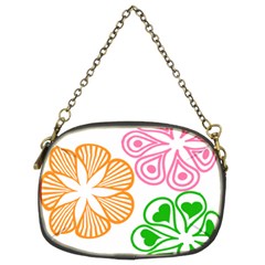 Flower Floral Love Valentine Star Pink Orange Green Chain Purses (two Sides)  by Alisyart