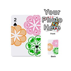 Flower Floral Love Valentine Star Pink Orange Green Playing Cards 54 (mini)  by Alisyart