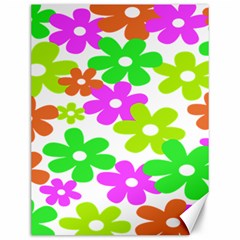 Flowers Floral Sunflower Rainbow Color Pink Orange Green Yellow Canvas 12  X 16  