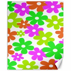 Flowers Floral Sunflower Rainbow Color Pink Orange Green Yellow Canvas 16  X 20   by Alisyart