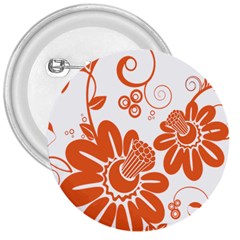 Floral Rose Orange Flower 3  Buttons by Alisyart