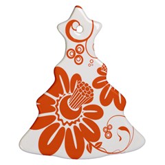 Floral Rose Orange Flower Christmas Tree Ornament (two Sides) by Alisyart