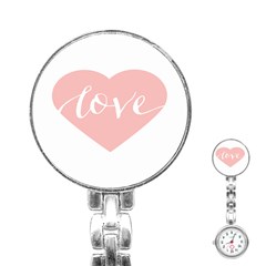 Love Valentines Heart Pink Stainless Steel Nurses Watch by Alisyart