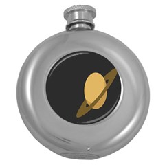 Saturn Ring Planet Space Orange Round Hip Flask (5 Oz)