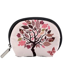 Tree Butterfly Insect Leaf Pink Accessory Pouches (small) 