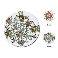 Frame Flower Floral Sun Purple Yellow Green Playing Cards (round)  by Alisyart