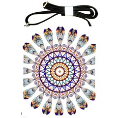 Circle Star Rainbow Color Blue Gold Prismatic Mandala Line Art Shoulder Sling Bags by Alisyart
