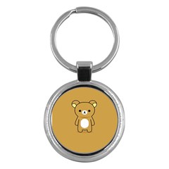 Bear Minimalist Animals Brown White Smile Face Key Chains (round) 
