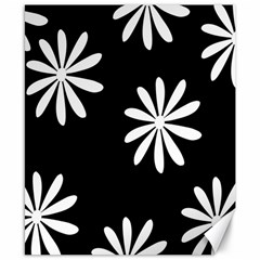 Black White Giant Flower Floral Canvas 8  X 10  by Alisyart