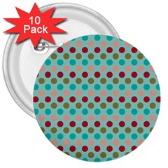 Large Circle Rainbow Dots Color Red Blue Pink 3  Buttons (10 Pack)  by Alisyart