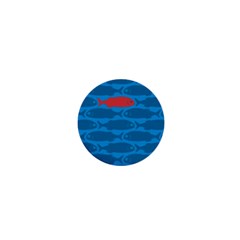 Fish Line Sea Beach Swim Red Blue 1  Mini Buttons by Alisyart