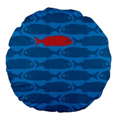 Fish Line Sea Beach Swim Red Blue Large 18  Premium Round Cushions by Alisyart