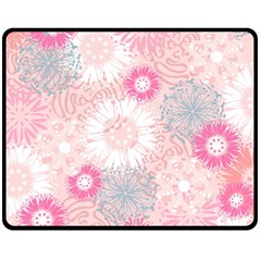 Flower Floral Sunflower Rose Pink Fleece Blanket (medium)  by Alisyart