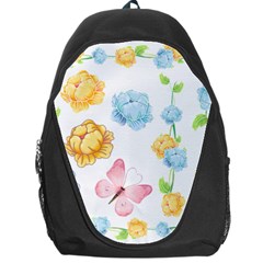 Rose Flower Floral Blue Yellow Gold Butterfly Animals Pink Backpack Bag by Alisyart