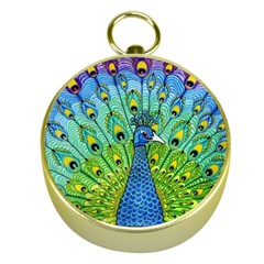 Peacock Bird Animation Gold Compasses by Simbadda