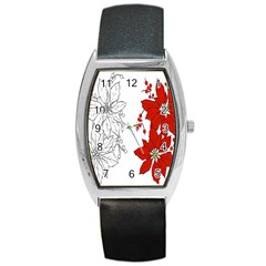 Poinsettia Flower Coloring Page Barrel Style Metal Watch by Simbadda