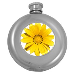 Transparent Flower Summer Yellow Round Hip Flask (5 Oz)