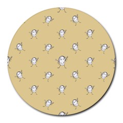 Happy Character Kids Motif Pattern Round Mousepads by dflcprints