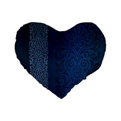 Fabric Blue Batik Standard 16  Premium Flano Heart Shape Cushions by Alisyart