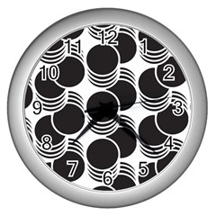 Floral Geometric Circle Black White Hole Wall Clocks (silver)  by Alisyart
