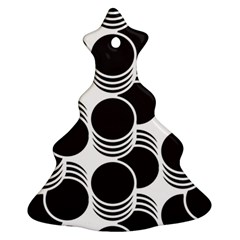 Floral Geometric Circle Black White Hole Ornament (christmas Tree) 