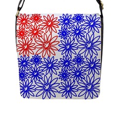 Flower Floral Smile Face Red Blue Sunflower Flap Messenger Bag (l)  by Alisyart