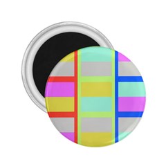 Maximum Color Rainbow Red Blue Yellow Grey Pink Plaid Flag 2 25  Magnets