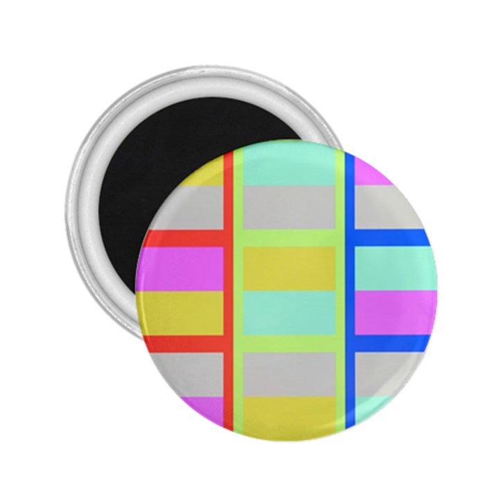 Maximum Color Rainbow Red Blue Yellow Grey Pink Plaid Flag 2.25  Magnets
