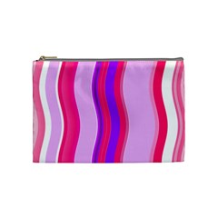 Pink Wave Purple Line Light Cosmetic Bag (medium)  by Alisyart