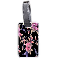 Neon Flowers Rose Sunflower Pink Purple Black Luggage Tags (one Side)  by Alisyart