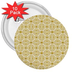 Gold Geometric Plaid Circle 3  Buttons (10 Pack)  by Alisyart