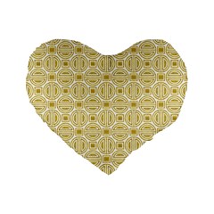 Gold Geometric Plaid Circle Standard 16  Premium Flano Heart Shape Cushions by Alisyart