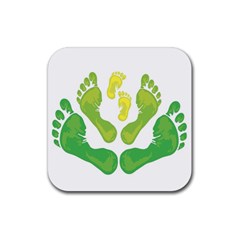 Soles Feet Green Yellow Family Rubber Coaster (square)  by Alisyart