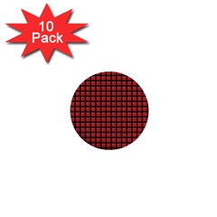 Red Plaid 1  Mini Buttons (10 Pack)  by PhotoNOLA