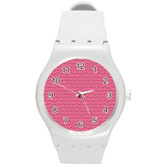 Background Letters Decoration Round Plastic Sport Watch (m) by Simbadda