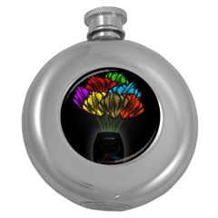 Flowers Painting Still Life Plant Round Hip Flask (5 Oz)