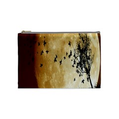 Birds Sky Planet Moon Shadow Cosmetic Bag (medium)  by Simbadda