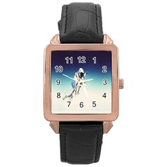 Astronaut Rose Gold Leather Watch  by Simbadda