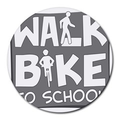 Bicycle Walk Bike School Sign Grey Round Mousepads
