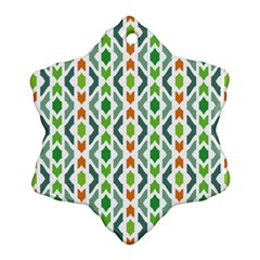 Chevron Wave Green Orange Snowflake Ornament (two Sides) by Alisyart