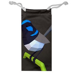 Animals Bird Green Ngray Black White Blue Jewelry Bag by Alisyart
