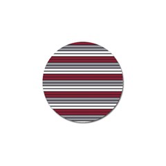 Fabric Line Red Grey White Wave Golf Ball Marker (4 Pack)