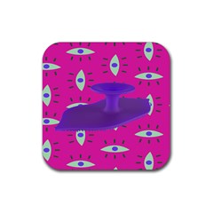 Eye Purple Pink Rubber Coaster (square) 