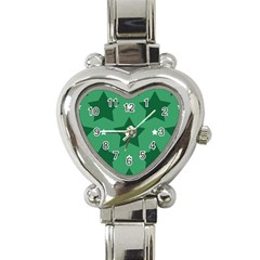 Green White Star Heart Italian Charm Watch by Alisyart