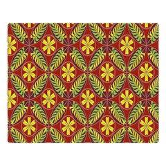 Abstract Yellow Red Frame Flower Floral Double Sided Flano Blanket (large)  by Alisyart