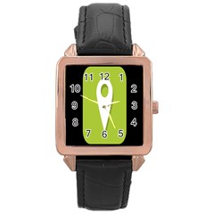 Location Icon Graphic Green White Black Rose Gold Leather Watch  by Alisyart