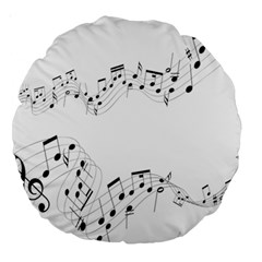 Music Note Song Black White Large 18  Premium Round Cushions by Alisyart