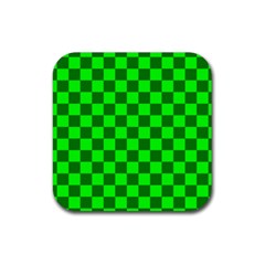 Plaid Flag Green Rubber Coaster (square)  by Alisyart