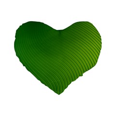 Green Wave Waves Line Standard 16  Premium Flano Heart Shape Cushions by Alisyart