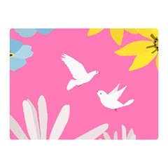 Spring Flower Floral Sunflower Bird Animals White Yellow Pink Blue Double Sided Flano Blanket (mini)  by Alisyart
